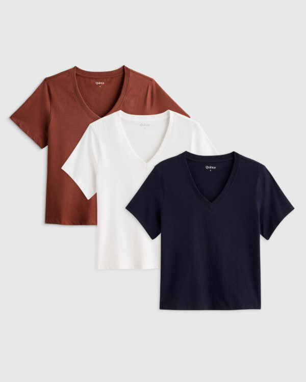 100% organic cotton boxy v neck tee 3 pack bundle