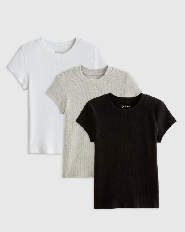 organic cotton micro rib crewneck tee 3 pack bundle