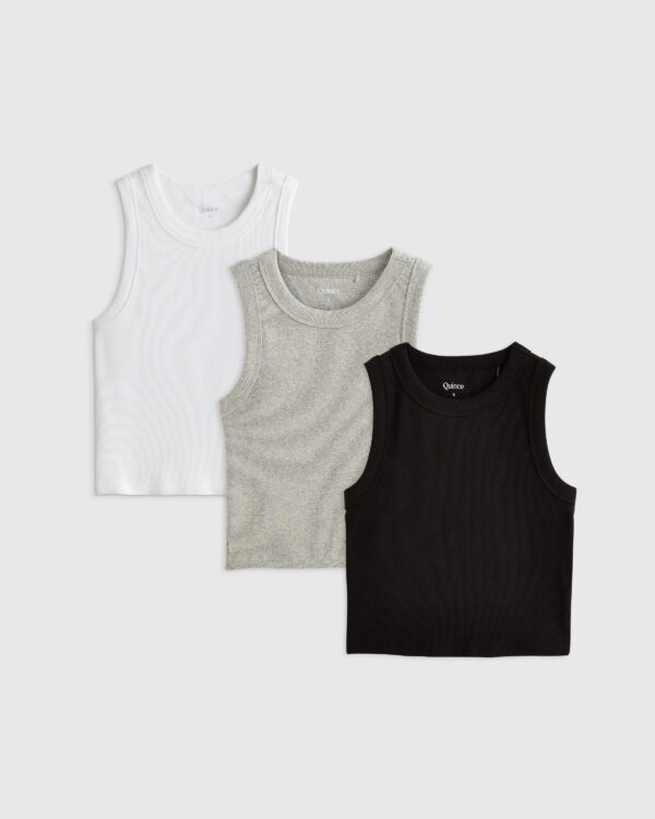 organic cotton micro rib cropped cutaway tank 3 pack bundle