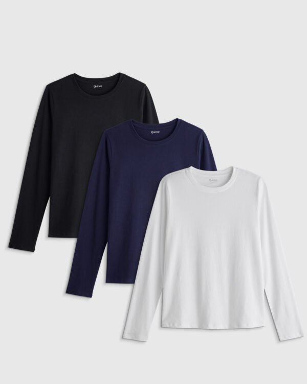 100% organic cotton classic long sleeve tee 3 pack bundle