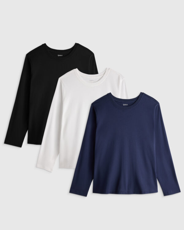 cotton modal long sleeve tee 3 pack bundle