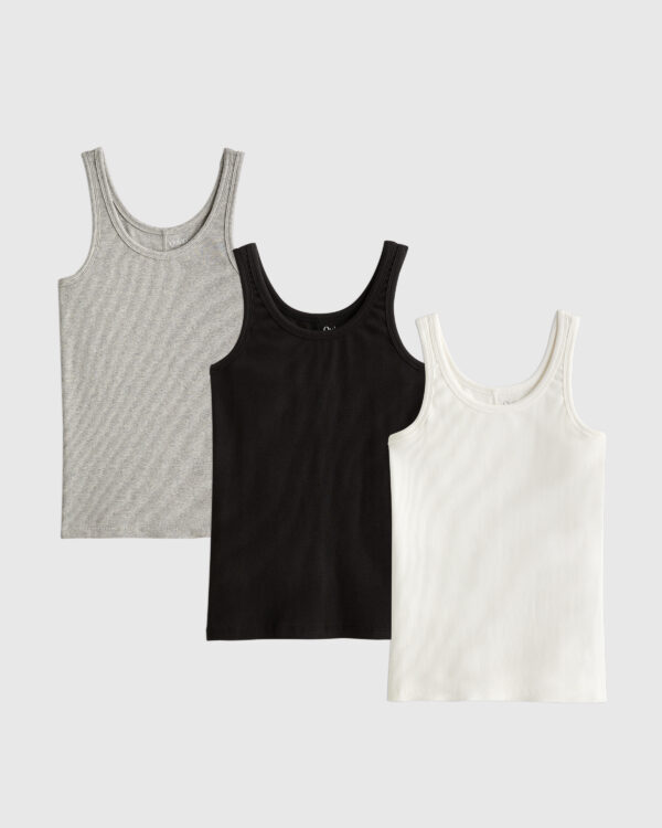 organic cotton micro rib scoop neck tank 3 pack bundle