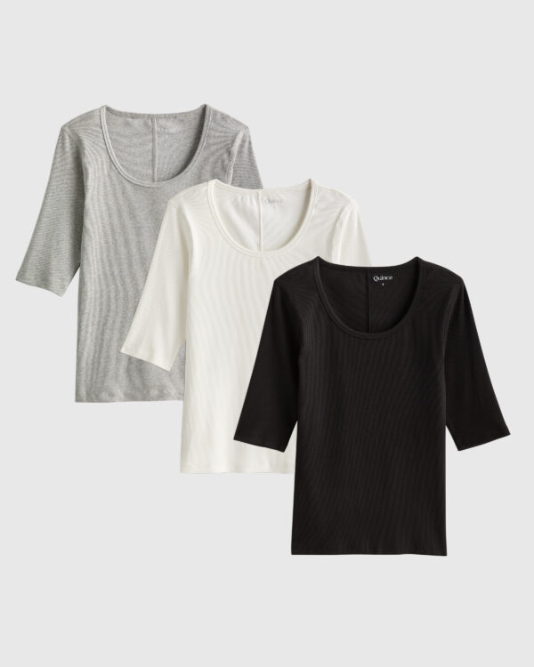 organic cotton micro rib elbow tee 3 pack bundle