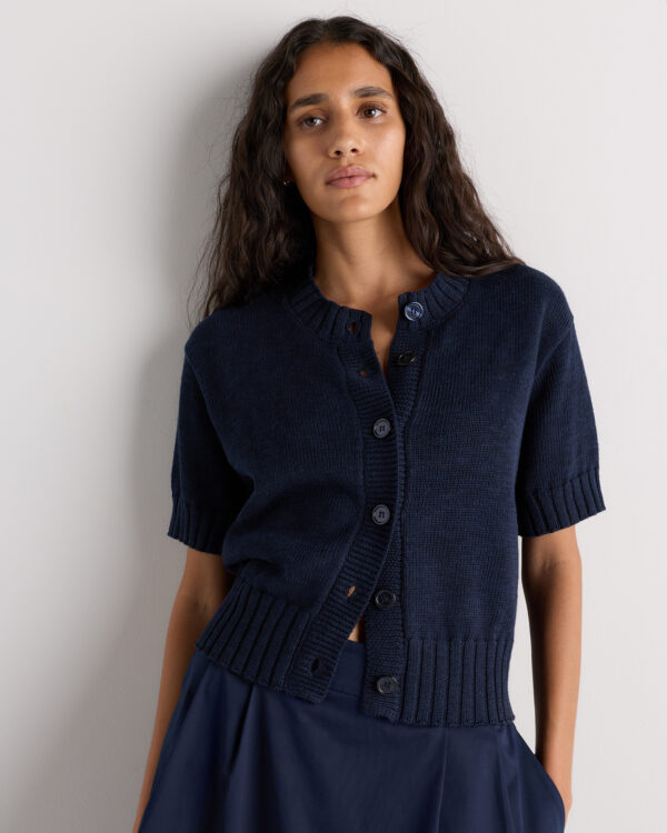 cotton linen short sleeve cardigan