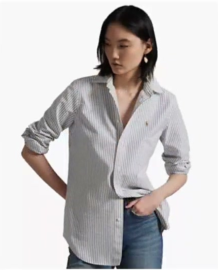 polo ralph lauren — women's stretch slim fit striped oxford shirt polo ralph lauren — women's stretch slim fit striped oxford shirt