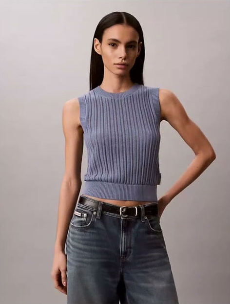 open stitch sweater tank
