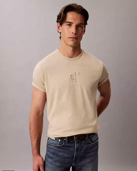 embossed monogram logo tee