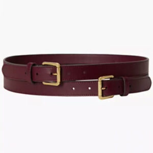 leather double buckle stacked wide belt