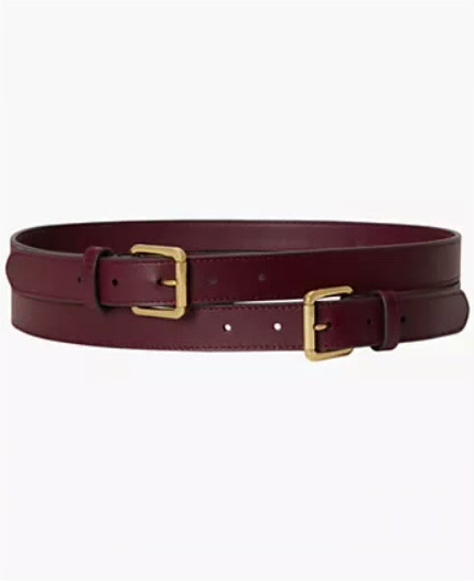 leather double buckle stacked wide belt leather double buckle stacked wide belt