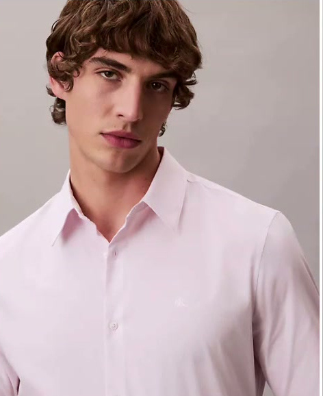 cotton stretch stripe slim button down shirt