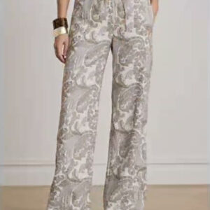lauren ralph lauren — women's linen mid rise wide leg pants