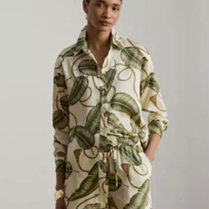 lauren ralph lauren — women's point collar rope print twill shirt