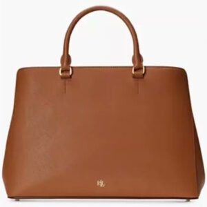 lauren ralph lauren — hanna large crosshatch leather satchel bag