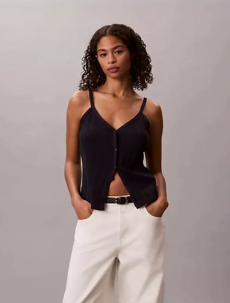crochet button down tank top