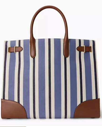 lauren ralph lauren — striped canvas extra large devyn tote bag lauren ralph lauren — striped canvas extra large devyn tote bag
