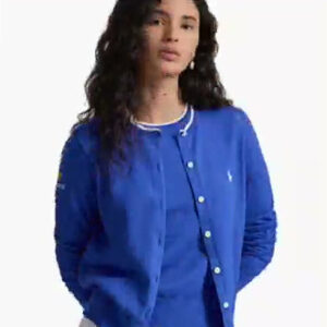 polo ralph lauren — women's us open crew neck long sleeve cardigan sweater