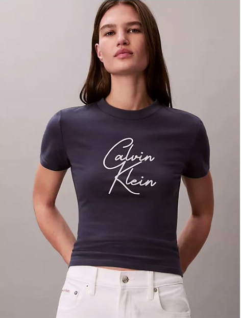 raised script logo graphic slim t shirt