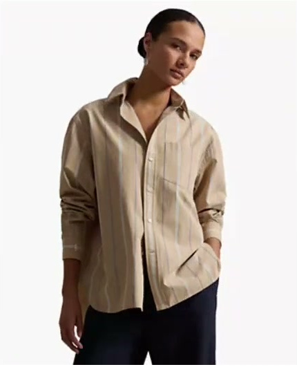 polo ralph lauren — women's oversize fit striped cotton shirt polo ralph lauren — women's oversize fit striped cotton shirt