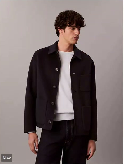 double faced wool blend reversible chore jacket