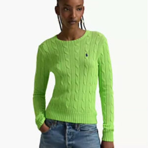 polo ralph lauren — women's cable knit cotton crewneck sweater