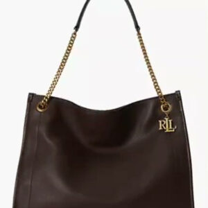 lauren ralph lauren — bradley large pebbled leather tote bag