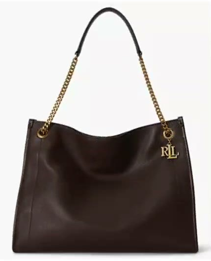 lauren ralph lauren — bradley large pebbled leather tote bag lauren ralph lauren — bradley large pebbled leather tote bag