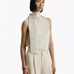 lauren ralph lauren — women's tie neck sleeveless blouse