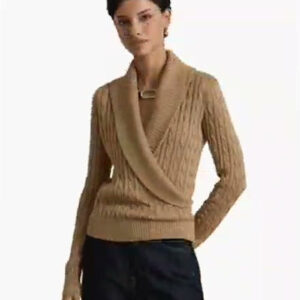 lauren ralph lauren — women's cable knit shawl collar sweater