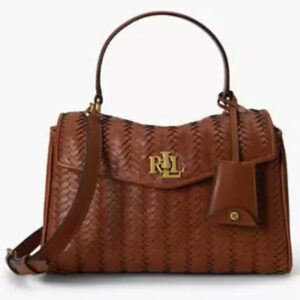 lauren ralph lauren — farrah woven leather small satchel handbag