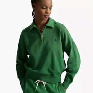 polo ralph lauren — women's spread collar long sleeve quarter zip sweatshirt