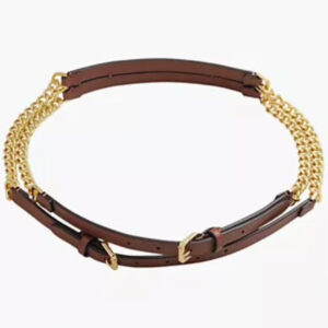 leather trim stacked chain belt