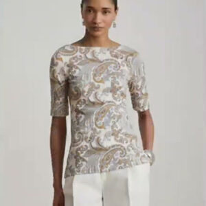 lauren ralph lauren — women's boat neck short sleeve blouse