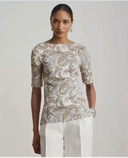 lauren ralph lauren — women's boat neck short sleeve blouse lauren ralph lauren — women's boat neck short sleeve blouse