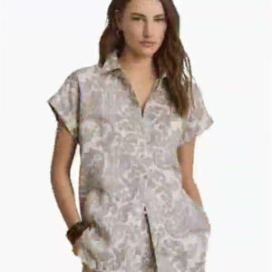 lauren ralph lauren — women's buttoned placket short sleeve shirt.