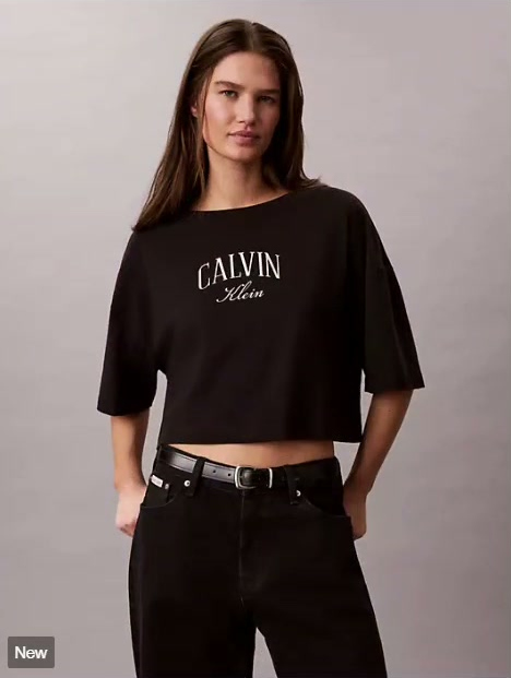 boxy varsity logo cropped tee