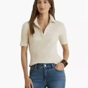 lauren ralph lauren — women's johnny collar polo t shirt