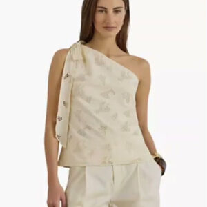 lauren ralph lauren — women's one shoulder tie detail blouse