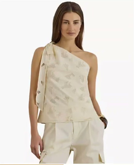 lauren ralph lauren — women's one shoulder tie detail blouse lauren ralph lauren — women's one shoulder tie detail blouse