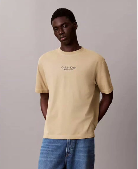 faded dye logo graphic classic crewneck t shirt