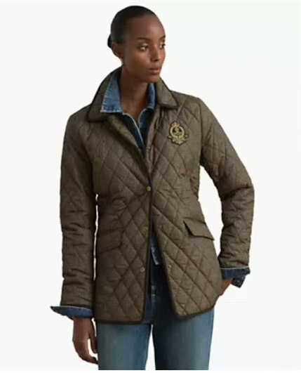 lauren ralph lauren — women's crested quilt diamond quilted plaid jacket lauren ralph lauren — women's crested quilt diamond quilted plaid jacket