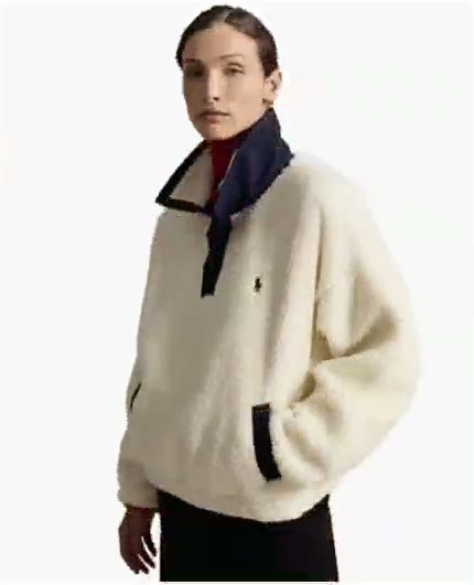 polo ralph lauren — women's polo bear high pile fleece funnel neck jacket polo ralph lauren — women's polo bear high pile fleece funnel neck jacket