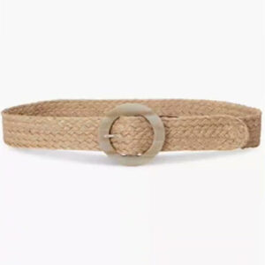 woven jute faux horn buckle wide belt