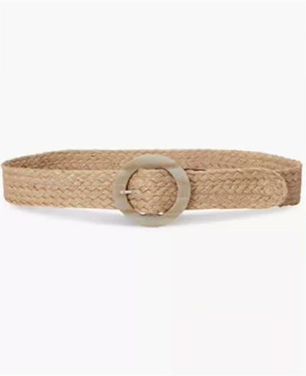 woven jute faux horn buckle wide belt woven jute faux horn buckle wide belt