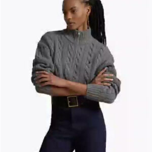 polo ralph lauren — women's cable knit half zip wool cashmere sweater