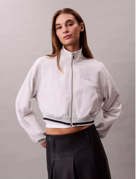 woven cropped relaxed track jacket