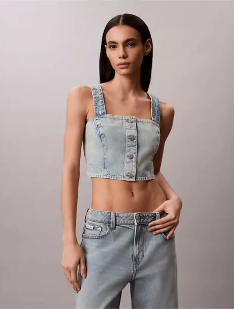 denim trucker tank top