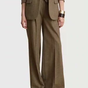 lauren ralph lauren — women's high rise pleated wide leg wool pants
