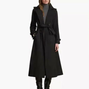 lauren ralph lauren — women's double breasted maxi trench cotton blend coat