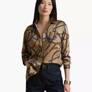 lauren ralph lauren — women's belting print collared shirt
