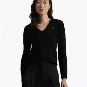 polo ralph lauren — women's cable wool cashmere v neck sweater